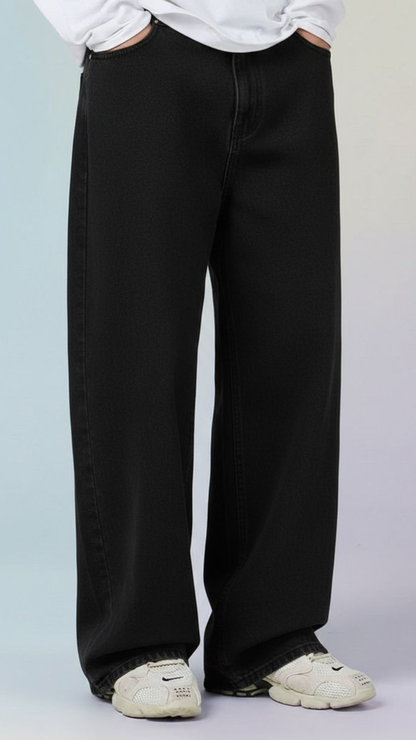 PITCH BLACK BAGGY JEANS