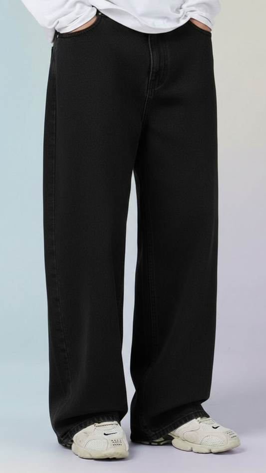 PITCH BLACK BAGGY JEANS
